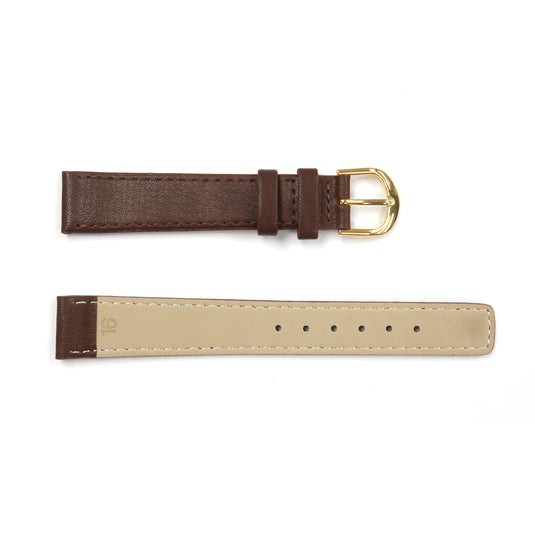 Genuine Leather Watch Band 16, 18mm Plain Grain Stitched Band in Black and Brown - Universal Jewelers & Watch Tools Inc. 