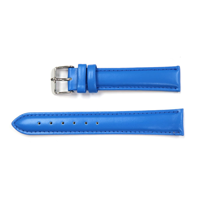 Watch Bands Genuine Leather Padded Classic Plain Grain Stitched Baby Blue 18mm - Universal Jewelers & Watch Tools Inc. 