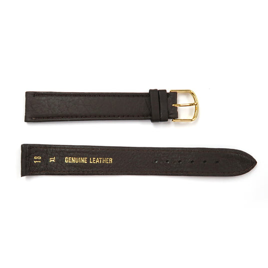 Genuine Leather Watch Band  Plain Grain Stitched Band in Dark Brown 18mm XL - Universal Jewelers & Watch Tools Inc. 