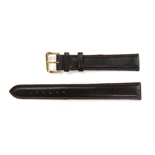 Genuine Leather Watch Band 16-20mm Padded Plain Grain Stitched Band in Brown, Light Brown, Red Extra Long - Universal Jewelers & Watch Tools Inc. 