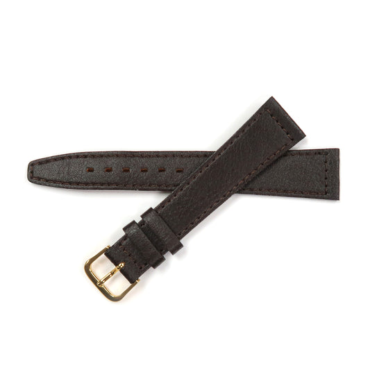Genuine Leather Watch Band 18, 20mm Plain Grain Stitched Band in Black and Brown - Universal Jewelers & Watch Tools Inc. 