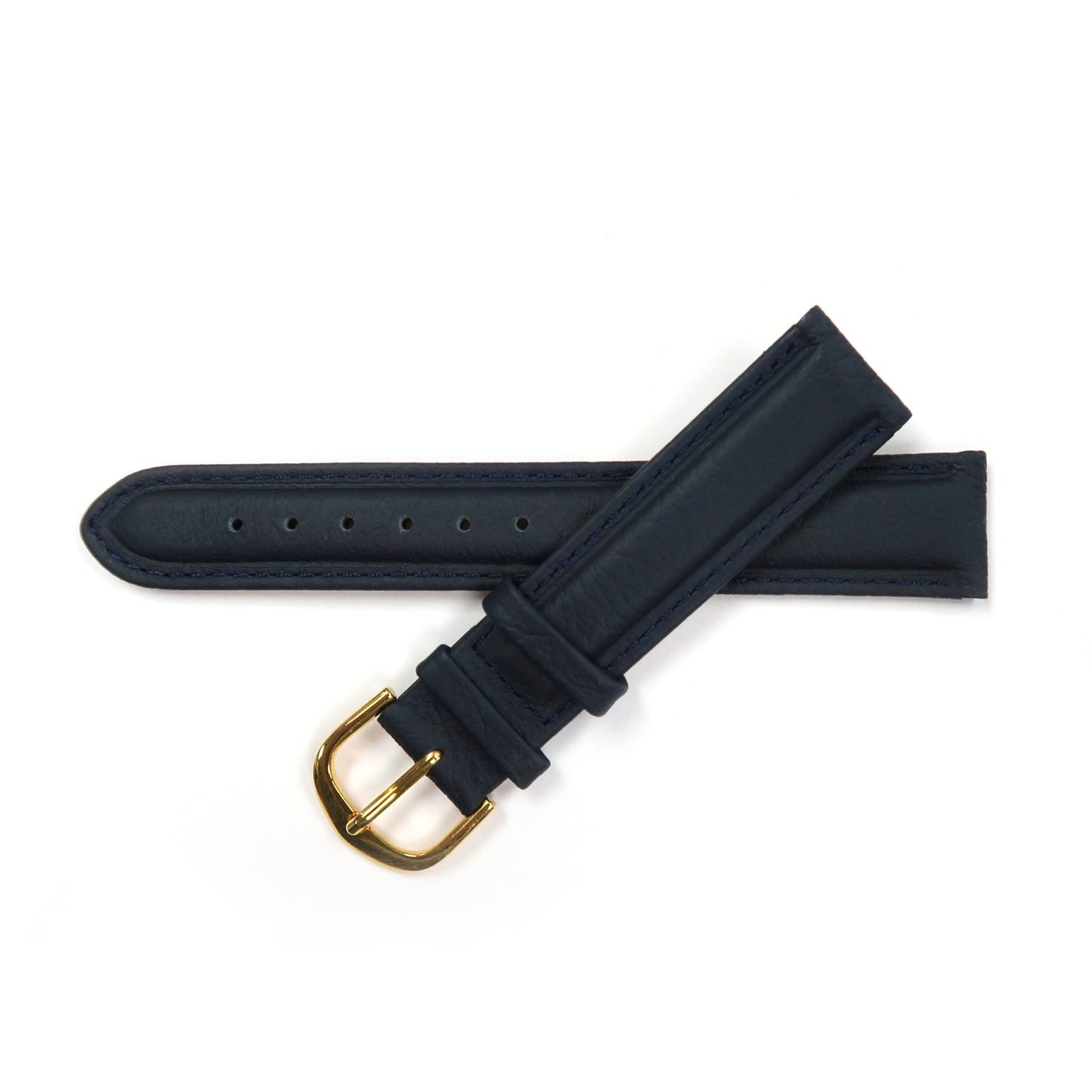 Genuine Leather Watch Band 16 - 26mm Padded Classic Plain Grain Stitched in Black, Dark Blue, Brown, Dark Brown, Tan, Burgundy - Universal Jewelers & Watch Tools Inc.