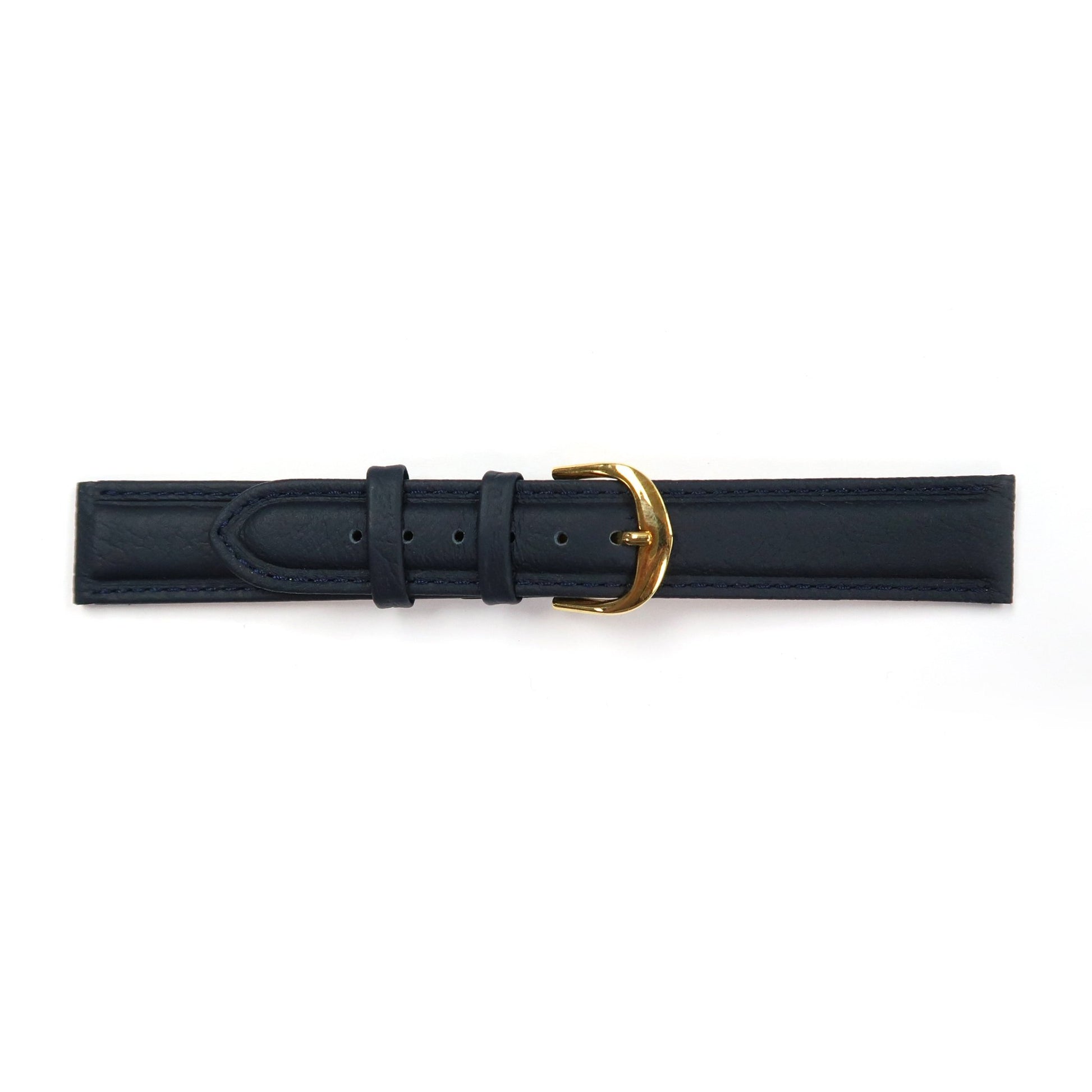 Genuine Leather Watch Band 16 - 26mm Padded Classic Plain Grain Stitched in Black, Dark Blue, Brown, Dark Brown, Tan, Burgundy - Universal Jewelers & Watch Tools Inc.