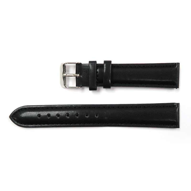 Load image into Gallery viewer, Faux Leather Watch Band Padded Classic Plain Grain Stitched in Black - Universal Jewelers &amp; Watch Tools Inc. 
