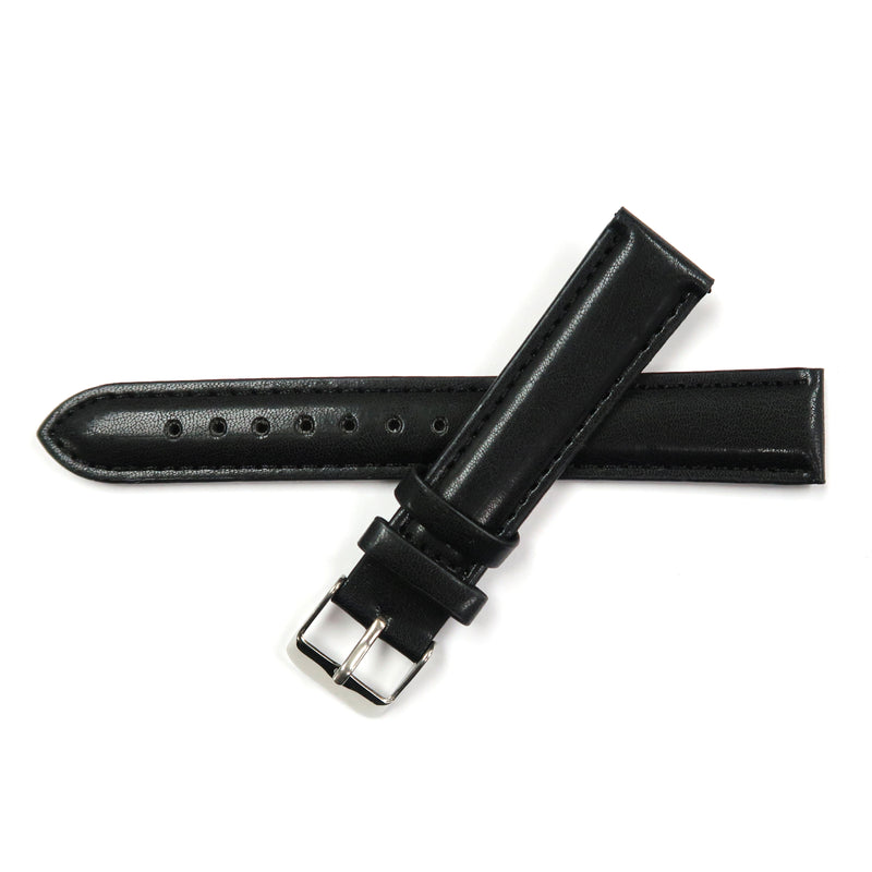 Load image into Gallery viewer, Faux Leather Watch Band Padded Classic Plain Grain Stitched in Black - Universal Jewelers &amp; Watch Tools Inc. 
