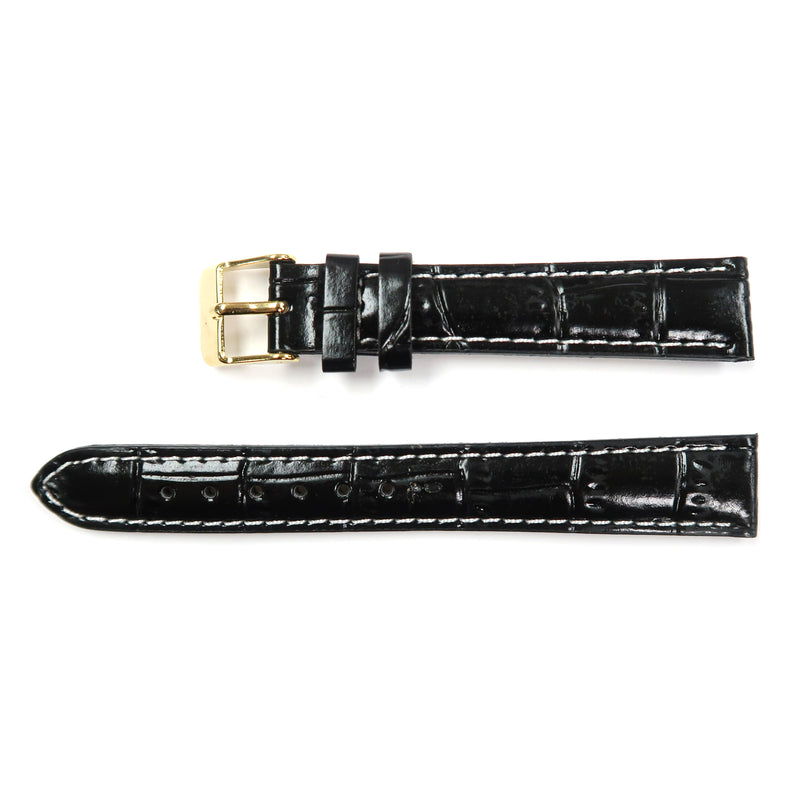 Load image into Gallery viewer, Faux Leather Watch Band Padded Alligator Grain Stitched in Black and Brown - Universal Jewelers &amp; Watch Tools Inc. 
