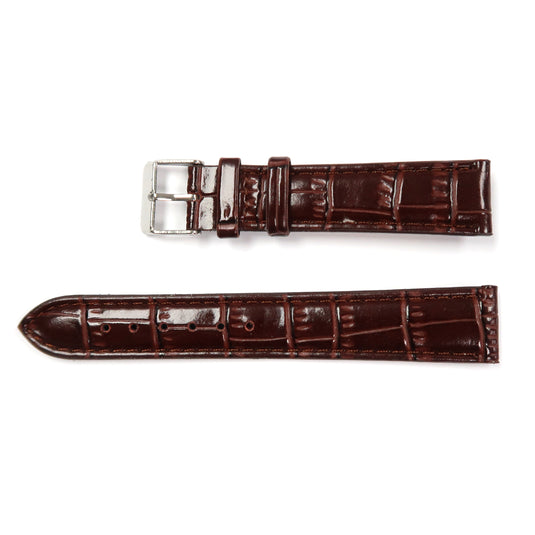 Faux Leather Watch Band Padded Alligator Grain Stitched in Black and Brown 12-24mm - Universal Jewelers & Watch Tools Inc. 