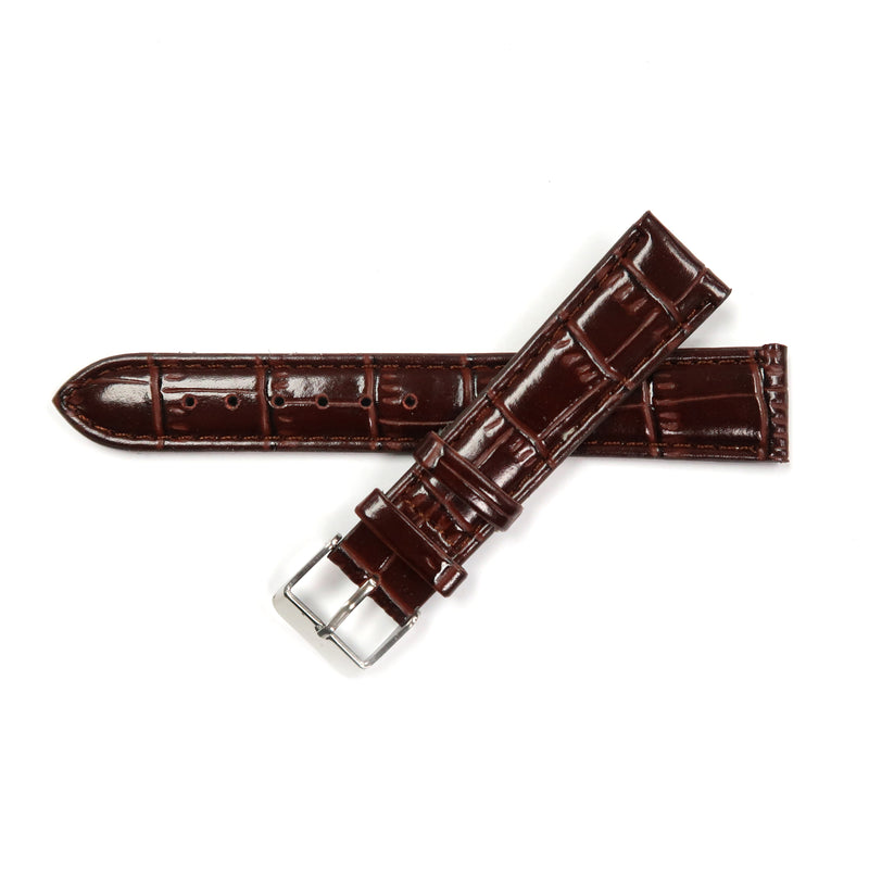 Load image into Gallery viewer, Faux Leather Watch Band Padded Alligator Grain Stitched in Black and Brown 12-24mm - Universal Jewelers &amp; Watch Tools Inc. 
