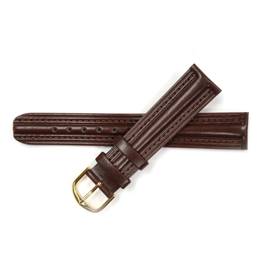 Genuine Leather Watch Band Padded Classic Plain Grain Stitched in Black an Brown 16,18,20mm - Universal Jewelers & Watch Tools Inc. 