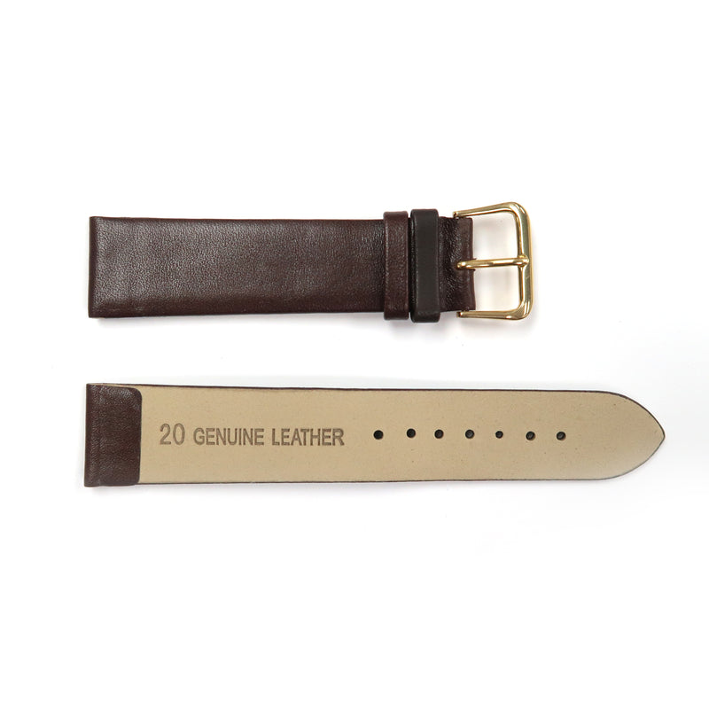 Load image into Gallery viewer, Genuine Leather Watch Band 18mm Flat Classic Plain Grain in Brown - Universal Jewelers &amp; Watch Tools Inc. 
