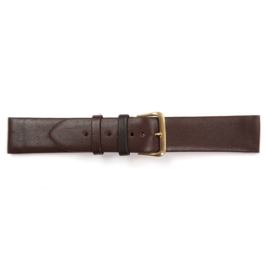 Genuine Leather Watch Band 18mm Flat Classic Plain Grain in Brown - Universal Jewelers & Watch Tools Inc. 