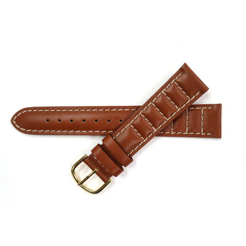 Load image into Gallery viewer, Genuine Leather Watch Band 18mm Padded Classic Plain Grain Stitched in Black and Brown - Universal Jewelers &amp; Watch Tools Inc. 
