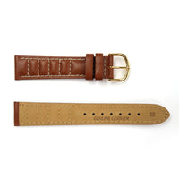 Genuine Leather Watch Band 18mm Padded Classic Plain Grain Stitched in Black and Brown - Universal Jewelers & Watch Tools Inc. 
