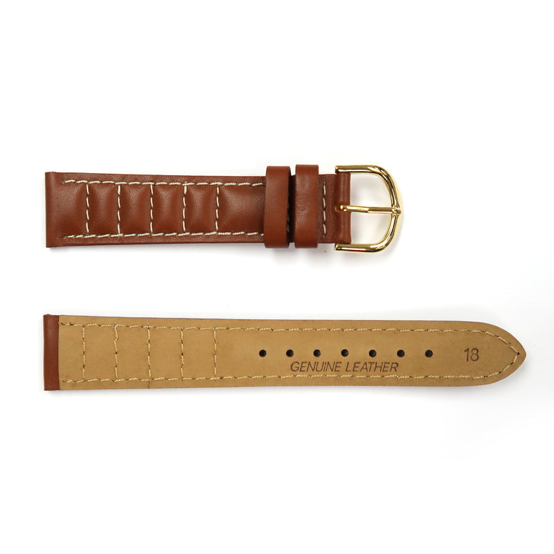 Load image into Gallery viewer, Genuine Leather Watch Band 18mm Padded Classic Plain Grain Stitched in Black and Brown - Universal Jewelers &amp; Watch Tools Inc. 
