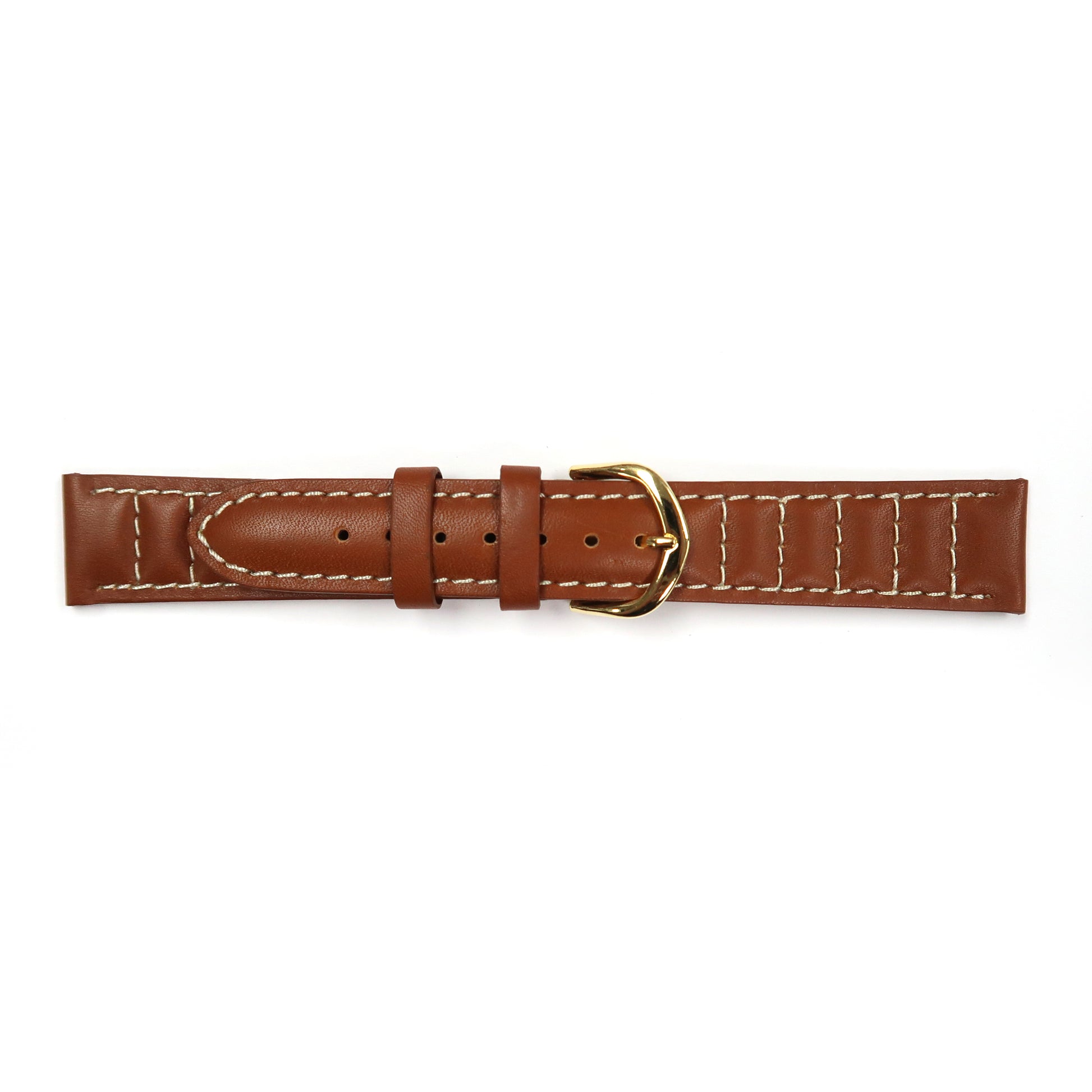 Genuine Leather Watch Band 18mm Padded Classic Plain Grain Stitched in Black and Brown - Universal Jewelers & Watch Tools Inc. 