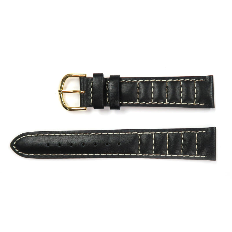 Load image into Gallery viewer, Genuine Leather Watch Band 18mm Padded Classic Plain Grain Stitched in Black and Brown - Universal Jewelers &amp; Watch Tools Inc. 
