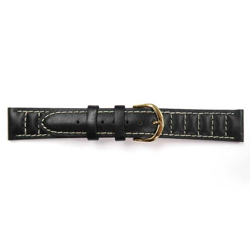 Load image into Gallery viewer, Genuine Leather Watch Band 18mm Padded Classic Plain Grain Stitched in Black and Brown - Universal Jewelers &amp; Watch Tools Inc. 
