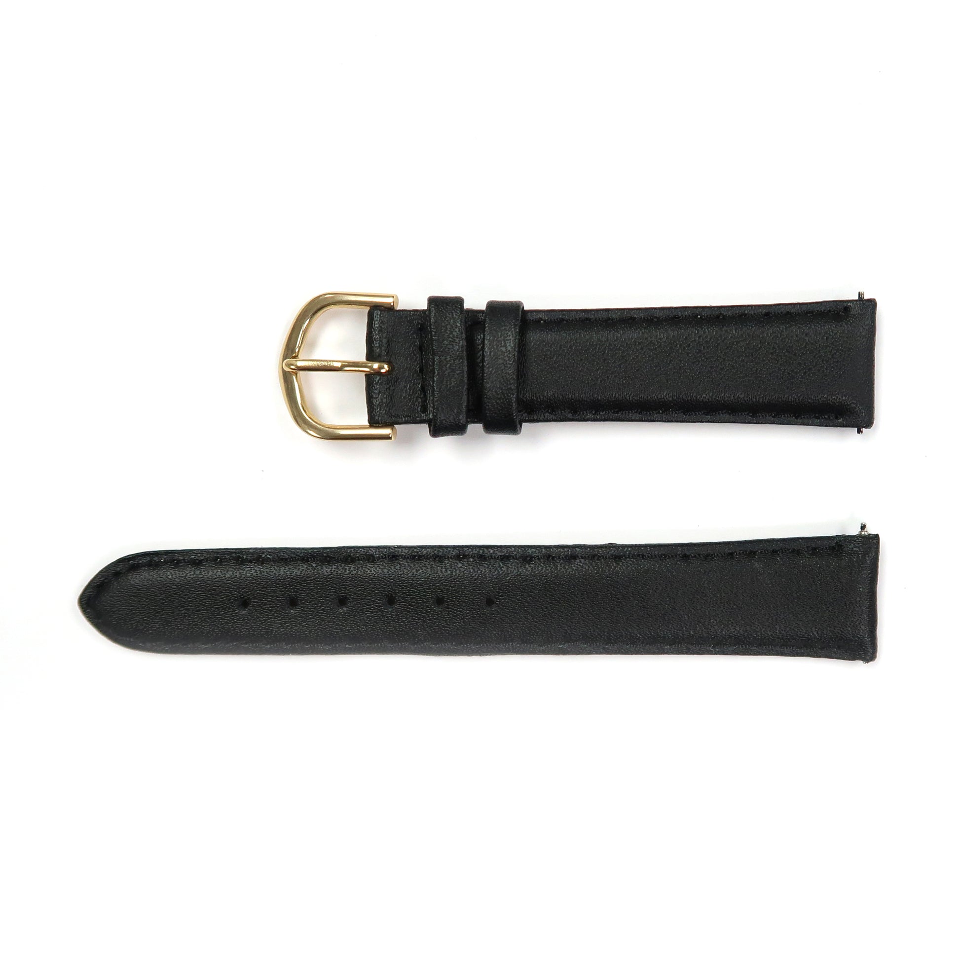 Genuine Leather Watch Band 18mm Padded Classic Plain Grain Stitched in Black and Brown - Universal Jewelers & Watch Tools Inc. 