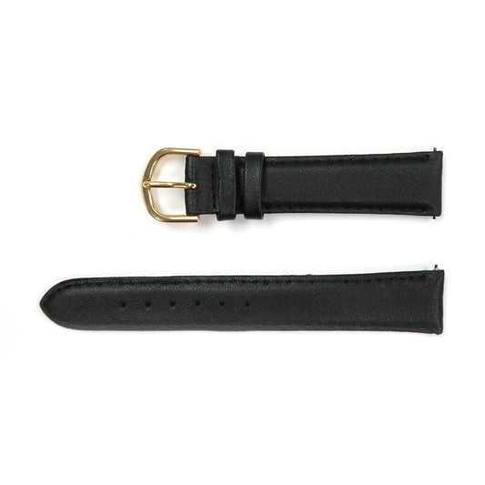 Genuine Leather Watch Band 18mm Padded Classic Plain Grain Stitched in Black and Brown - Universal Jewelers & Watch Tools Inc. 
