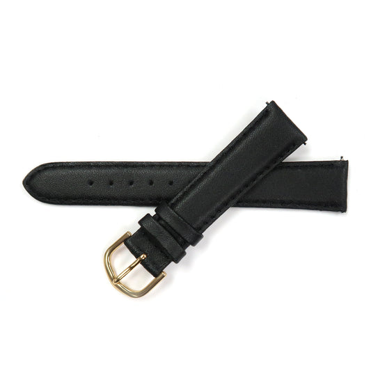 Genuine Leather Watch Band 18mm Padded Classic Plain Grain Stitched in Black and Brown - Universal Jewelers & Watch Tools Inc. 