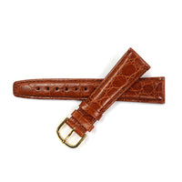 Genuine Leather Watch Band Padded Croco Grain Stitched in Brown 16,18,19mm - Universal Jewelers & Watch Tools Inc. 