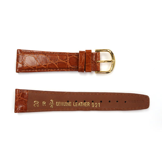 Genuine Leather Watch Band Padded Croco Grain Stitched in Brown 16,18,19mm - Universal Jewelers & Watch Tools Inc. 