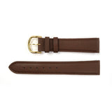Genuine Leather Watch Band 18mm Padded Classic Plain Grain Stitched in Brown - Universal Jewelers & Watch Tools Inc. 