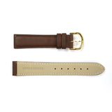 Genuine Leather Watch Band 18mm Padded Classic Plain Grain Stitched in Brown - Universal Jewelers & Watch Tools Inc. 