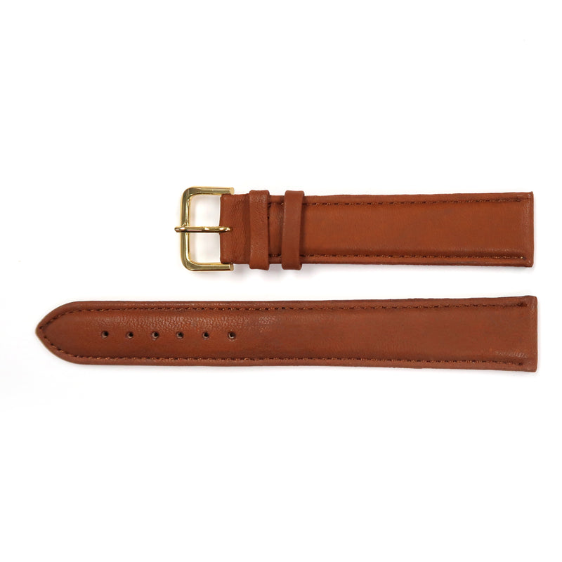 Load image into Gallery viewer, Genuine Leather Watch Band 16-20mm Padded Plain Grain Stitched Band in Brown, Light Brown, Red Extra Long - Universal Jewelers &amp; Watch Tools Inc. 
