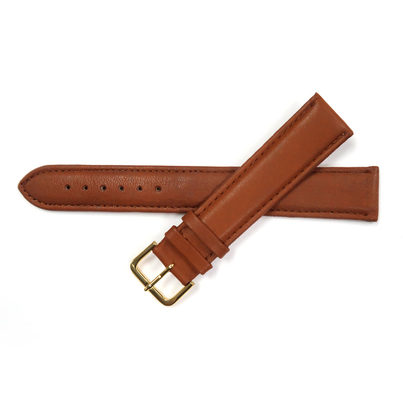 Load image into Gallery viewer, Genuine Leather Watch Band 16-20mm Padded Plain Grain Stitched Band in Brown, Light Brown, Red Extra Long - Universal Jewelers &amp; Watch Tools Inc. 
