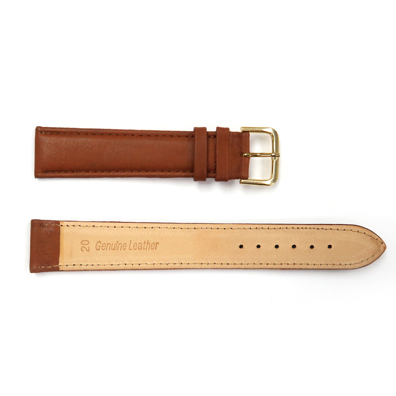 Load image into Gallery viewer, Genuine Leather Watch Band 16-20mm Padded Plain Grain Stitched Band in Brown, Light Brown, Red Extra Long - Universal Jewelers &amp; Watch Tools Inc. 
