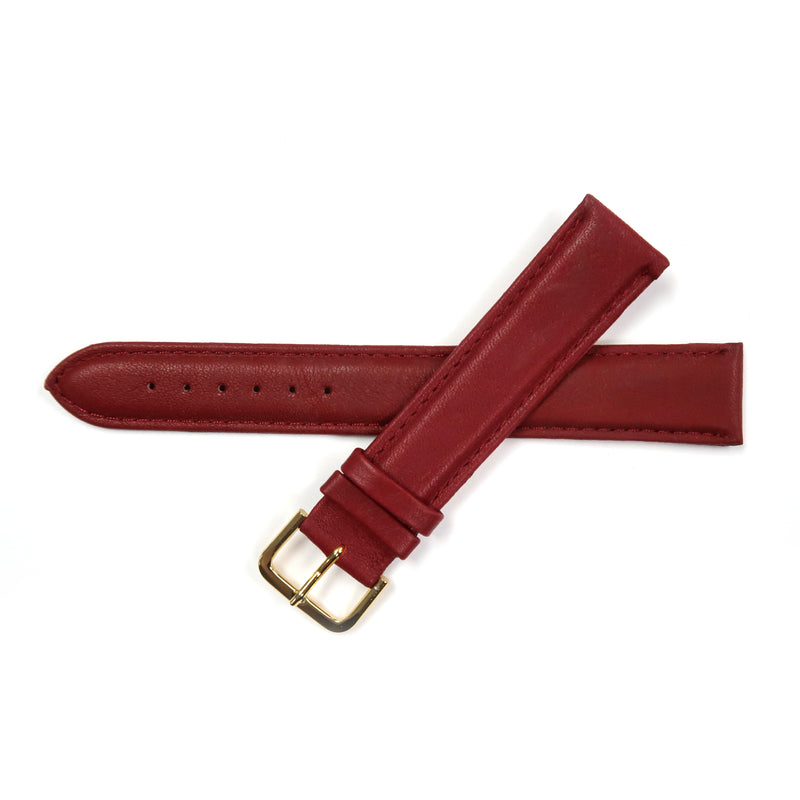 Load image into Gallery viewer, Genuine Leather Watch Band 16-20mm Padded Plain Grain Stitched Band in Brown, Light Brown, Red Extra Long - Universal Jewelers &amp; Watch Tools Inc. 
