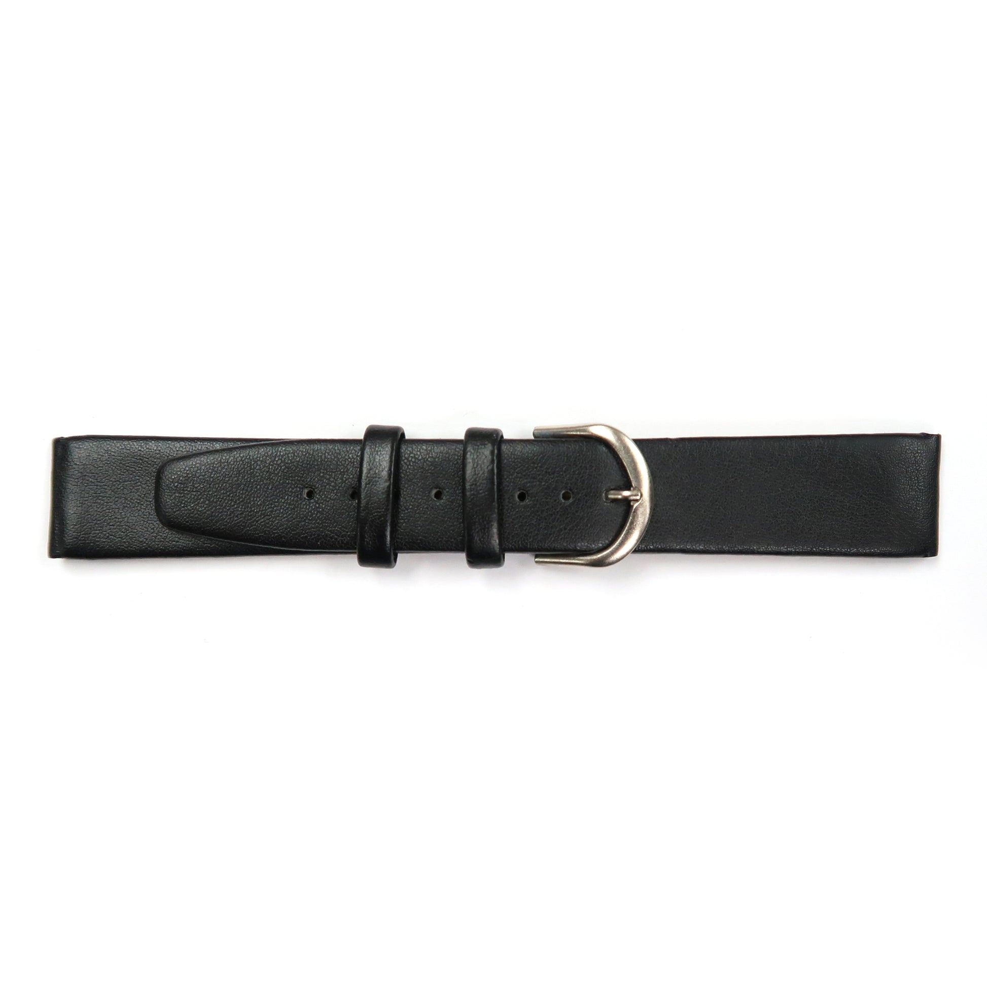 Genuine Leather Watch Band 18mm Flat Classic Plain Grain in Black - Universal Jewelers & Watch Tools Inc. 