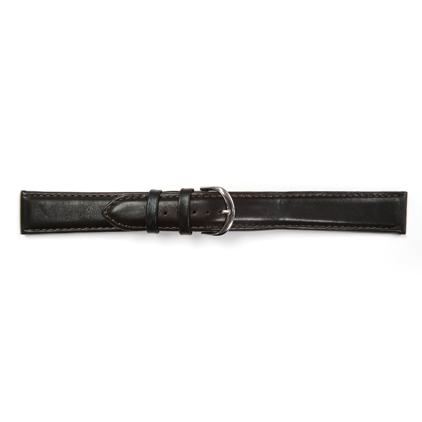 Genuine Leather Watch Band  Extra Long 20mm Padded Classic Plain Grain Stitched in Brown - Universal Jewelers & Watch Tools Inc. 
