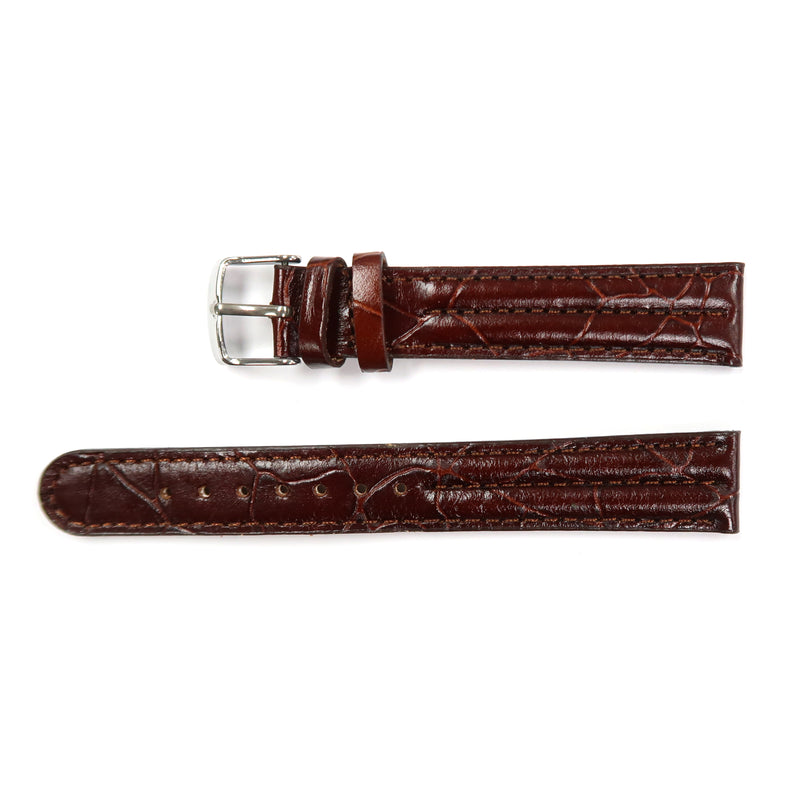 Load image into Gallery viewer, Genuine Leather Watch Band Padded Alligator Grain Stitched in Brown, Light Brown and Black - Universal Jewelers &amp; Watch Tools Inc. 
