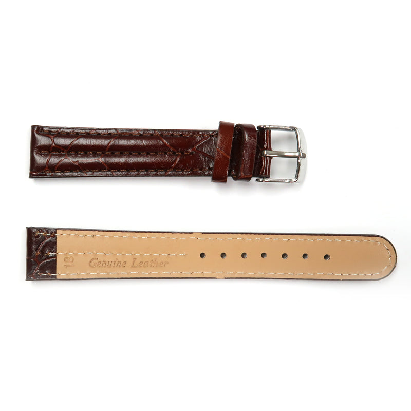 Load image into Gallery viewer, Genuine Leather Watch Band Padded Alligator Grain Stitched in Brown, Light Brown and Black - Universal Jewelers &amp; Watch Tools Inc. 
