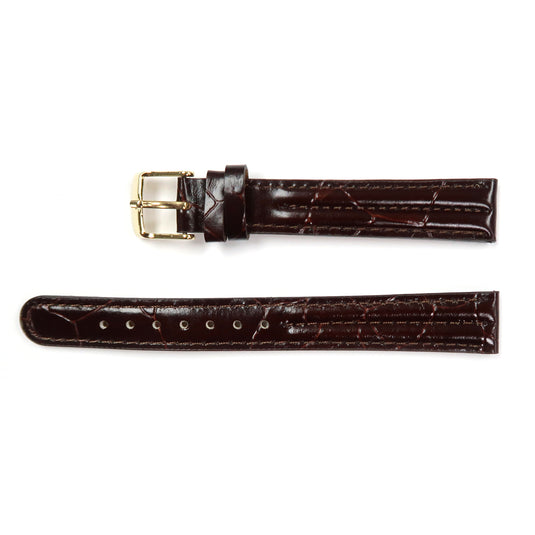 Genuine Leather Watch Band Padded Alligator Grain Stitched in Brown, Light Brown and Black - Universal Jewelers & Watch Tools Inc. 