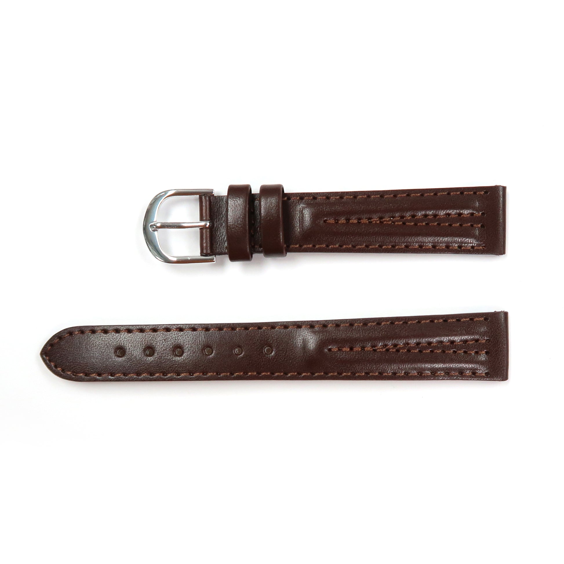 Genuine Leather Watch Band Padded Classic Plain Grain in Brown, Light Brown, Tan and Black - Universal Jewelers & Watch Tools Inc. 
