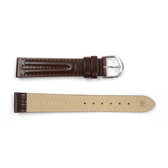 Genuine Leather Watch Band Padded Classic Plain Grain in Brown, Light Brown, Tan and Black - Universal Jewelers & Watch Tools Inc. 