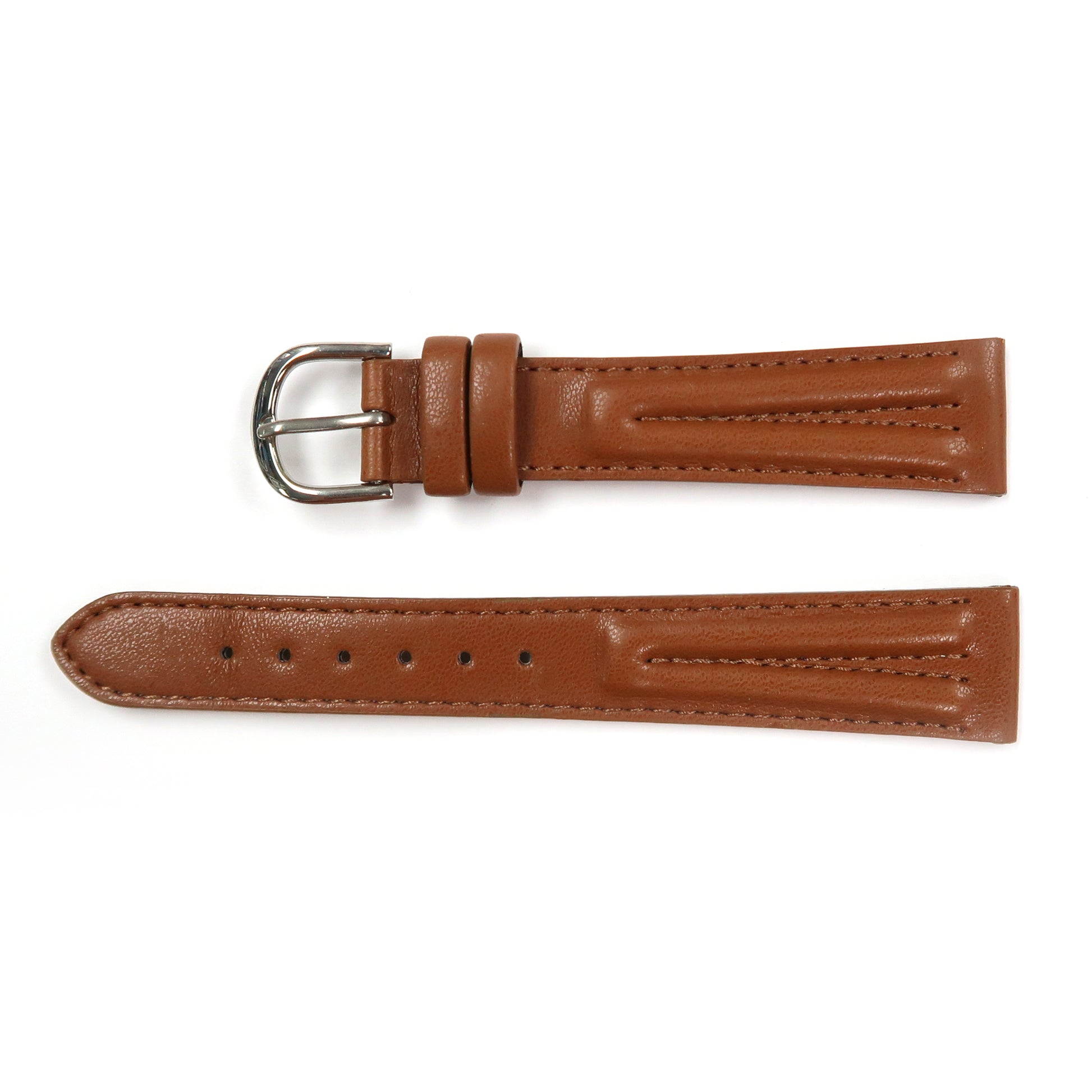 Genuine Leather Watch Band Padded Classic Plain Grain in Brown, Light Brown, Tan and Black - Universal Jewelers & Watch Tools Inc. 