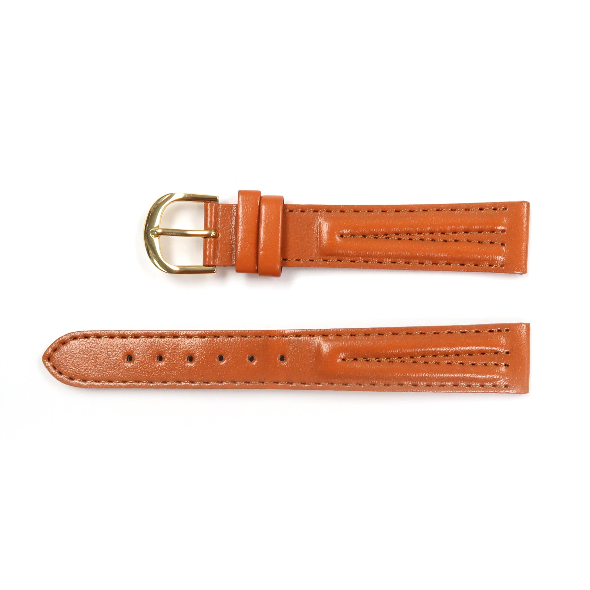 Genuine Leather Watch Band Padded Classic Plain Grain in Brown, Light Brown, Tan and Black - Universal Jewelers & Watch Tools Inc. 