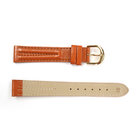 Genuine Leather Watch Band Padded Classic Plain Grain in Brown, Light Brown, Tan and Black - Universal Jewelers & Watch Tools Inc. 