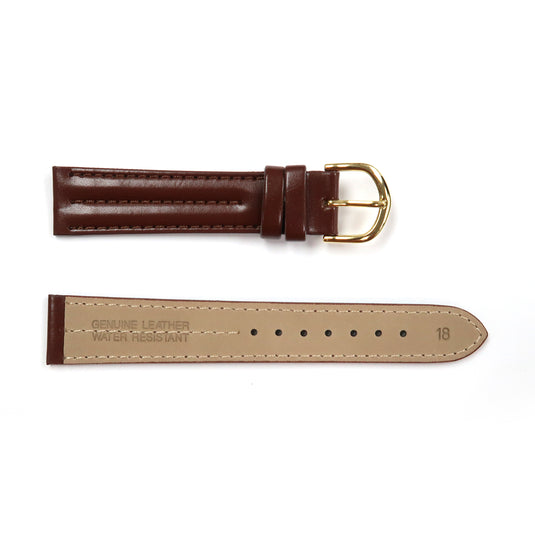 Genuine Leather Watch Band Padded Classic Plain Grain in Black and Brown - Universal Jewelers & Watch Tools Inc. 