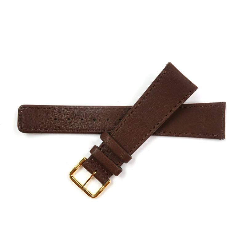 Load image into Gallery viewer, Genuine Leather Watch Band 20mm Flat Classic Plain Grain Stitched in Brown - Universal Jewelers &amp; Watch Tools Inc. 
