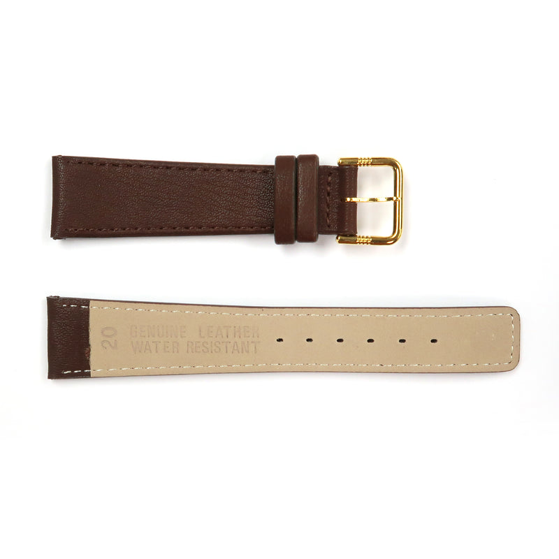 Load image into Gallery viewer, Genuine Leather Watch Band 20mm Flat Classic Plain Grain Stitched in Brown - Universal Jewelers &amp; Watch Tools Inc. 
