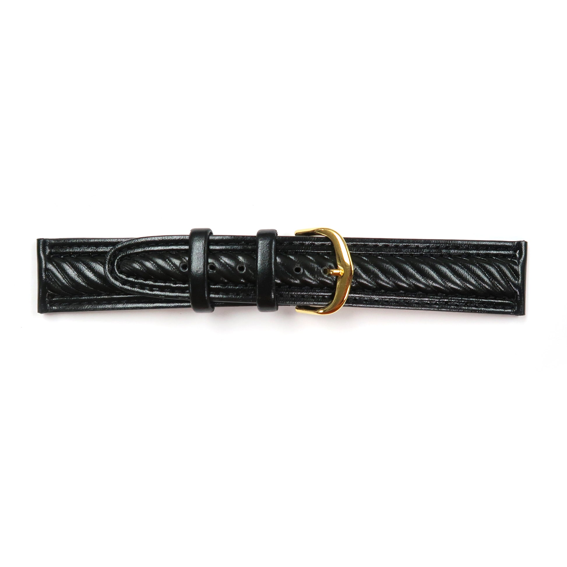 Genuine Leather Braid Watch Band 18-20mm Padded Classic Plain Grain in Black and Brown - Universal Jewelers & Watch Tools Inc. 