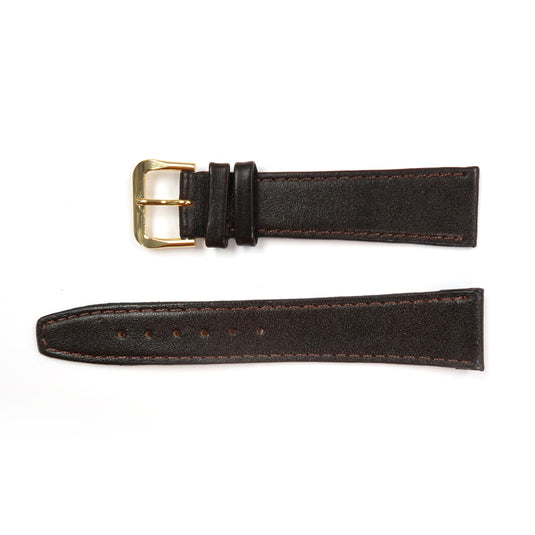 Genuine Leather Watch Band 16-20mm Flat Classic Plain Grain Stitched in Black, Brown and Tan - Universal Jewelers & Watch Tools Inc. 