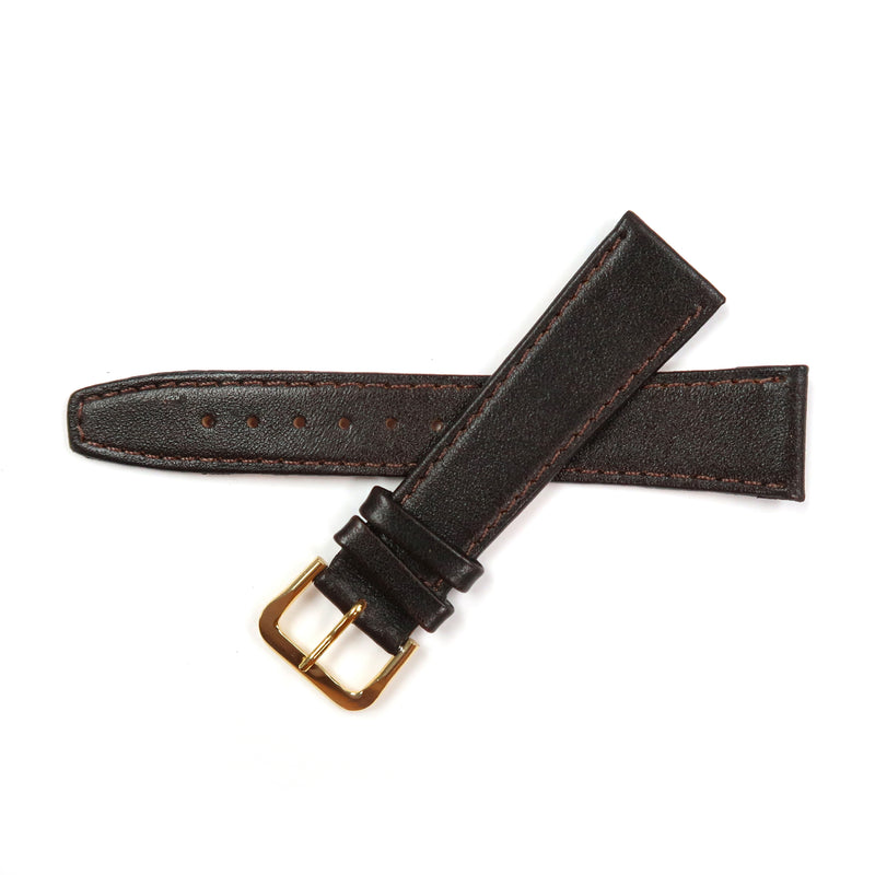 Load image into Gallery viewer, Genuine Leather Watch Band 16-20mm Flat Classic Plain Grain Stitched in Black, Brown and Tan - Universal Jewelers &amp; Watch Tools Inc. 
