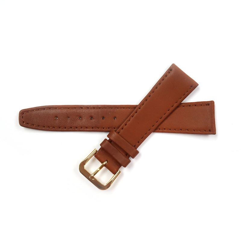 Load image into Gallery viewer, Genuine Leather Watch Band 16-20mm Flat Classic Plain Grain Stitched in Black, Brown and Tan - Universal Jewelers &amp; Watch Tools Inc. 
