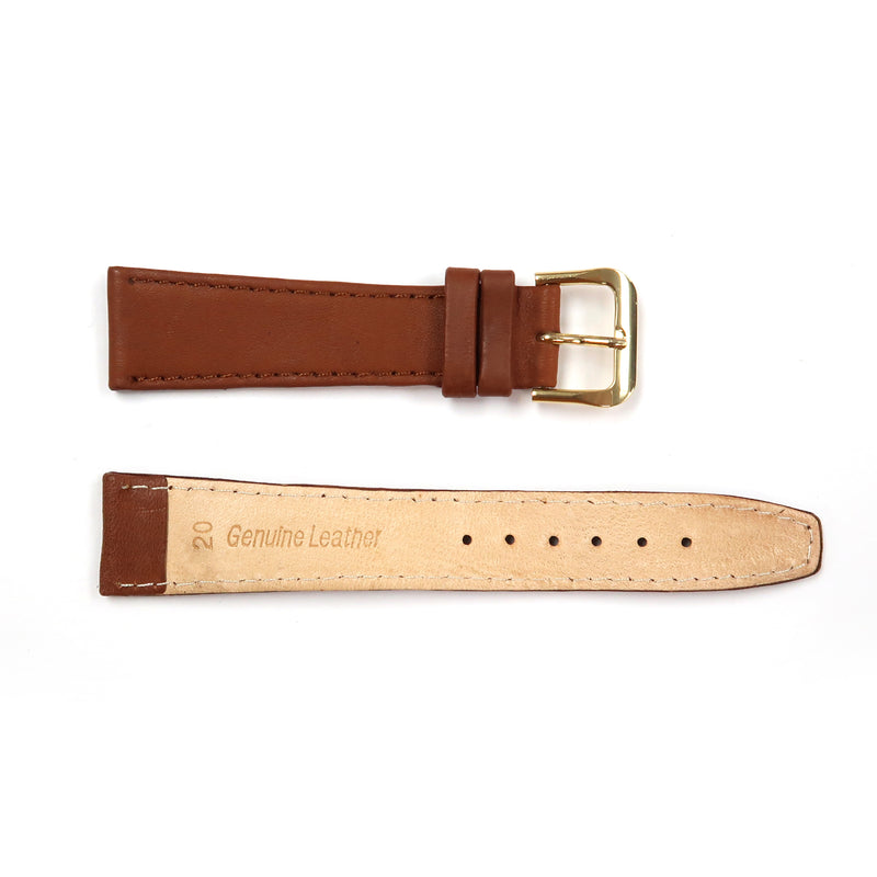 Load image into Gallery viewer, Genuine Leather Watch Band 16-20mm Flat Classic Plain Grain Stitched in Black, Brown and Tan - Universal Jewelers &amp; Watch Tools Inc. 
